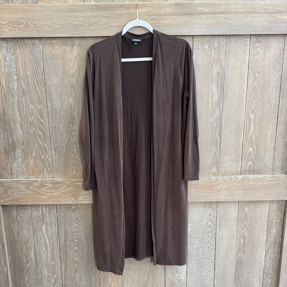 Express Chocolate Brown Open Cardigan - Super Soft!